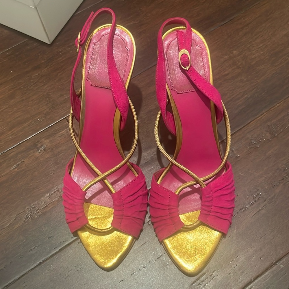 Christian DIOR- pink suede Slingback Heel Sandal - Picture 6 of 9